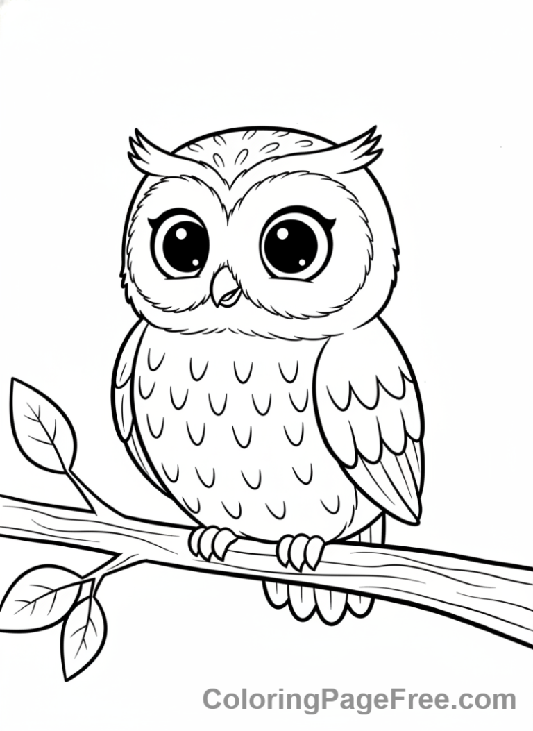 Cute Animals coloring page - Owl Big Eyes