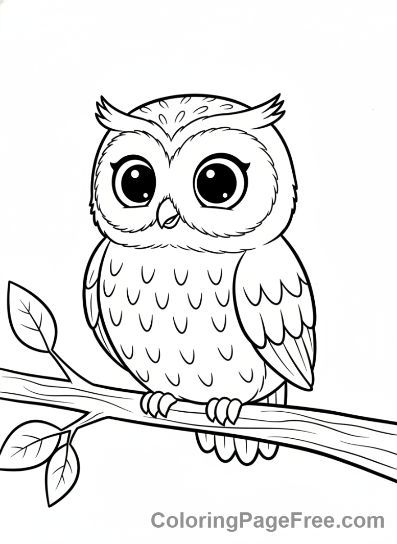 Cute Animals coloring page - Owl Big Eyes
