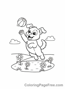 Cute Animals coloring page - Puppy Playing Ball