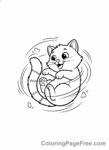 Cute Cats coloring page - cat chasing tail