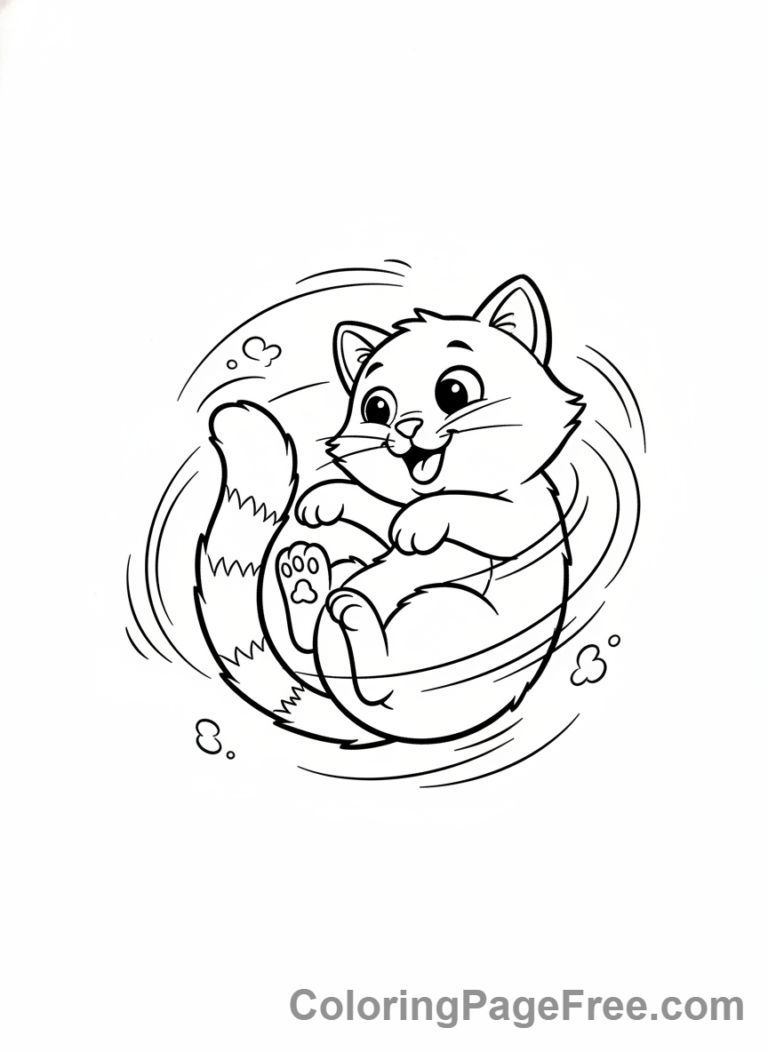 Cute Cats coloring page - cat chasing tail