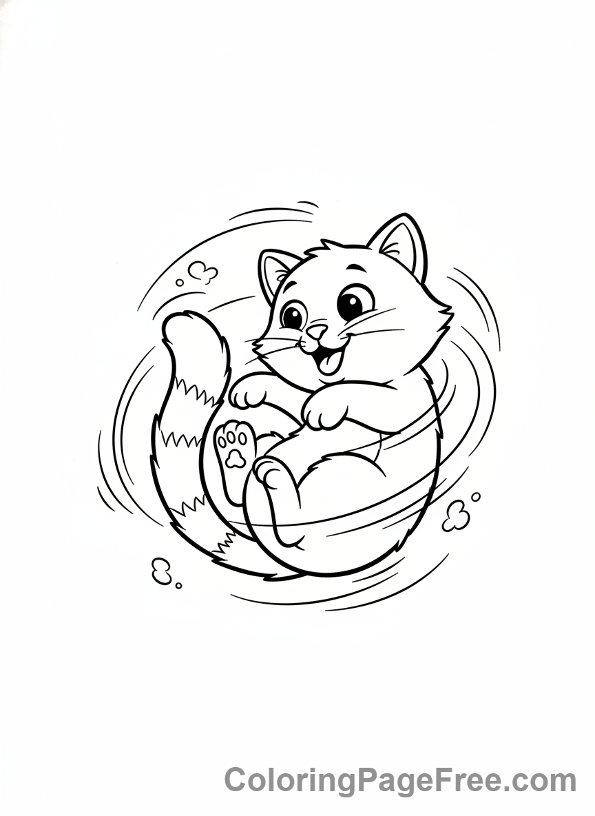 Cute Cats coloring page - cat chasing tail
