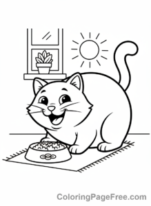Cute Cats coloring page - cat eating bowl