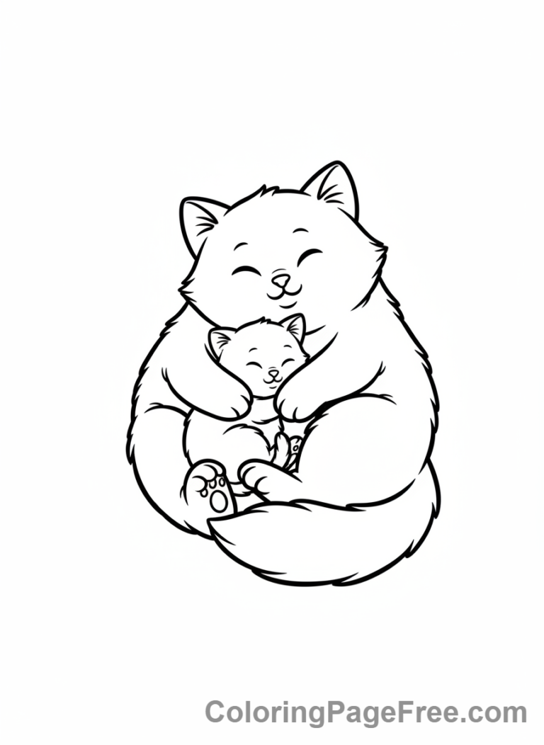 Cute Cats coloring page - cat kitten cuddling