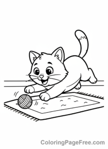 Cute Cats coloring page - cat playing ball