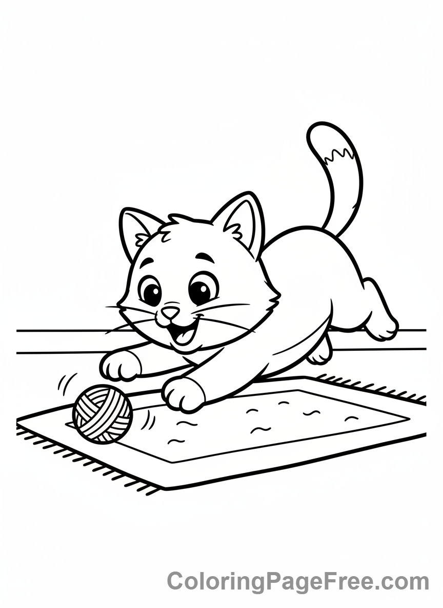 Cute Cats coloring page - cat playing ball