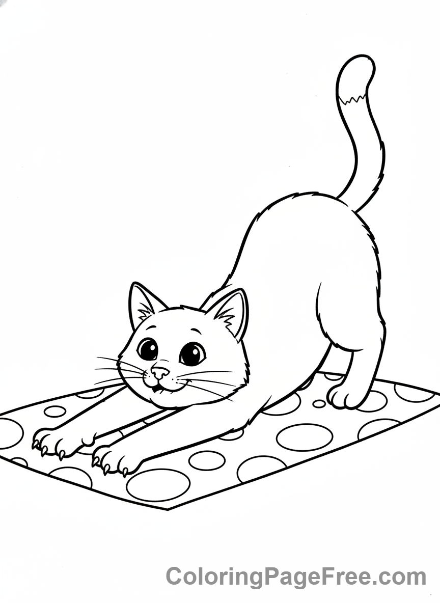 Cute Cats coloring page - cat stretching morning
