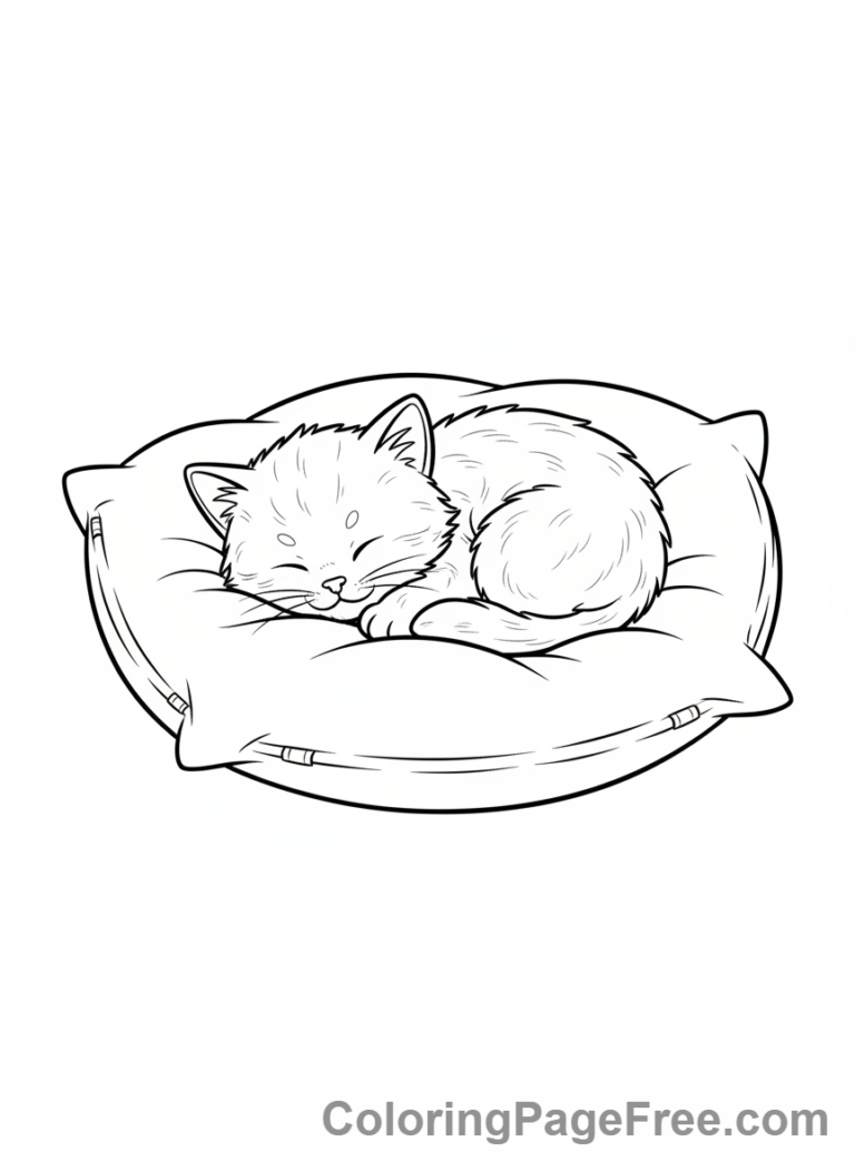 Cute Cats coloring page - cute kitten sleeping