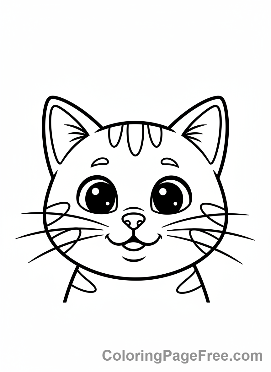 Cute Cats coloring page - smiling cat face