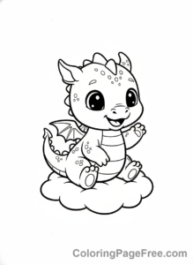 Cute coloring page - Cute Baby Dragon