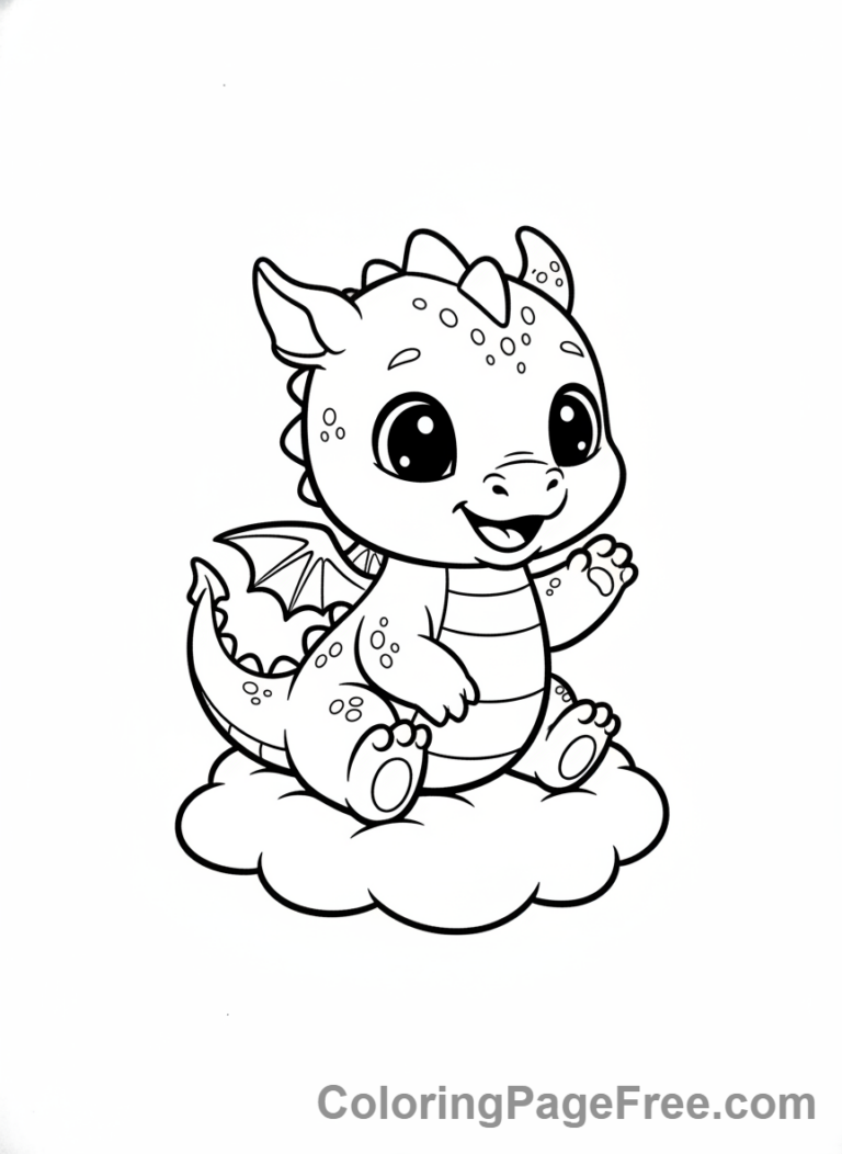 Cute coloring page - Cute Baby Dragon