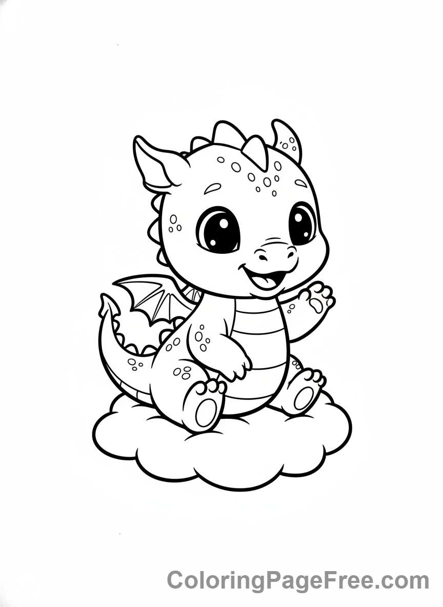 Cute coloring page - Cute Baby Dragon
