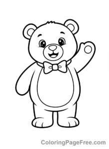 Cute coloring page - Cute Bear Waving