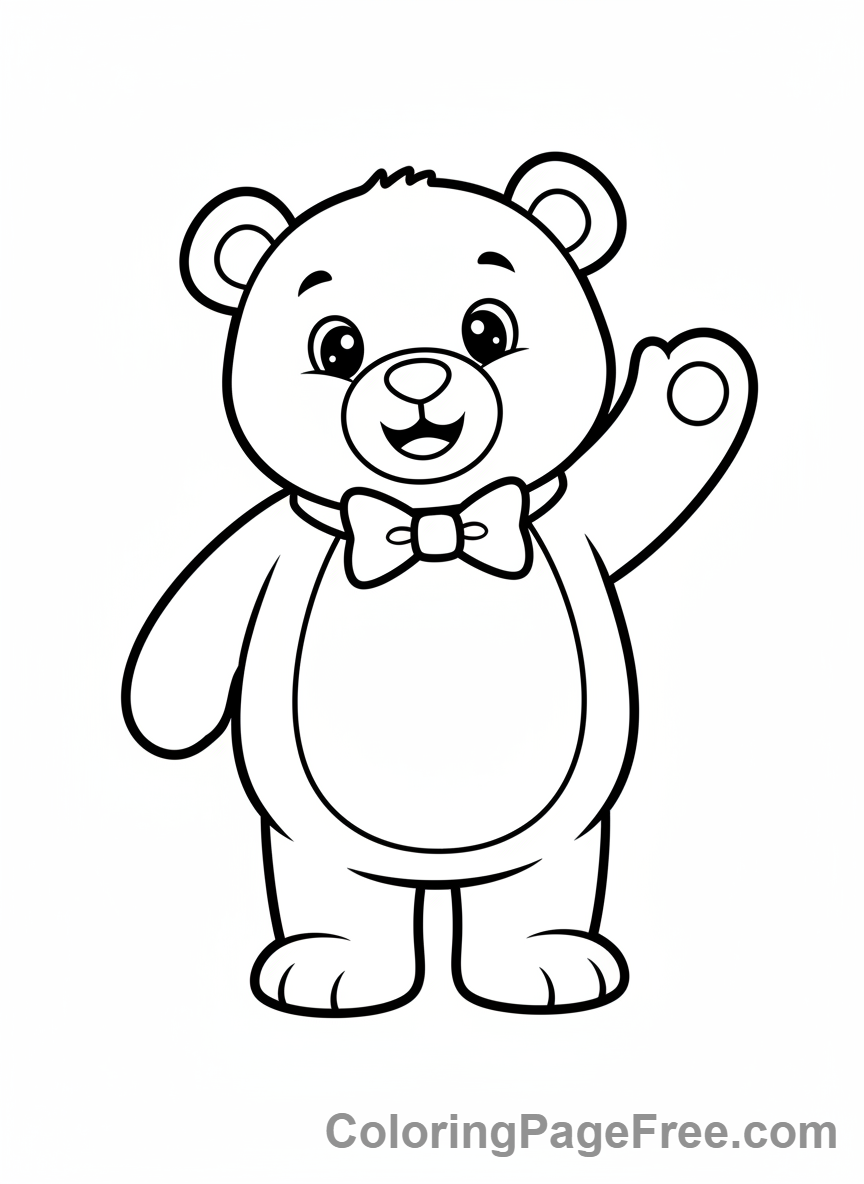 Cute coloring page - Cute Bear Waving
