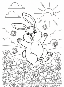 Cute coloring page - Cute Bunny Hopping