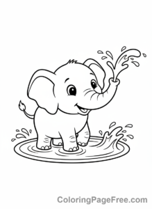 Cute coloring page - Cute Elephant Splash