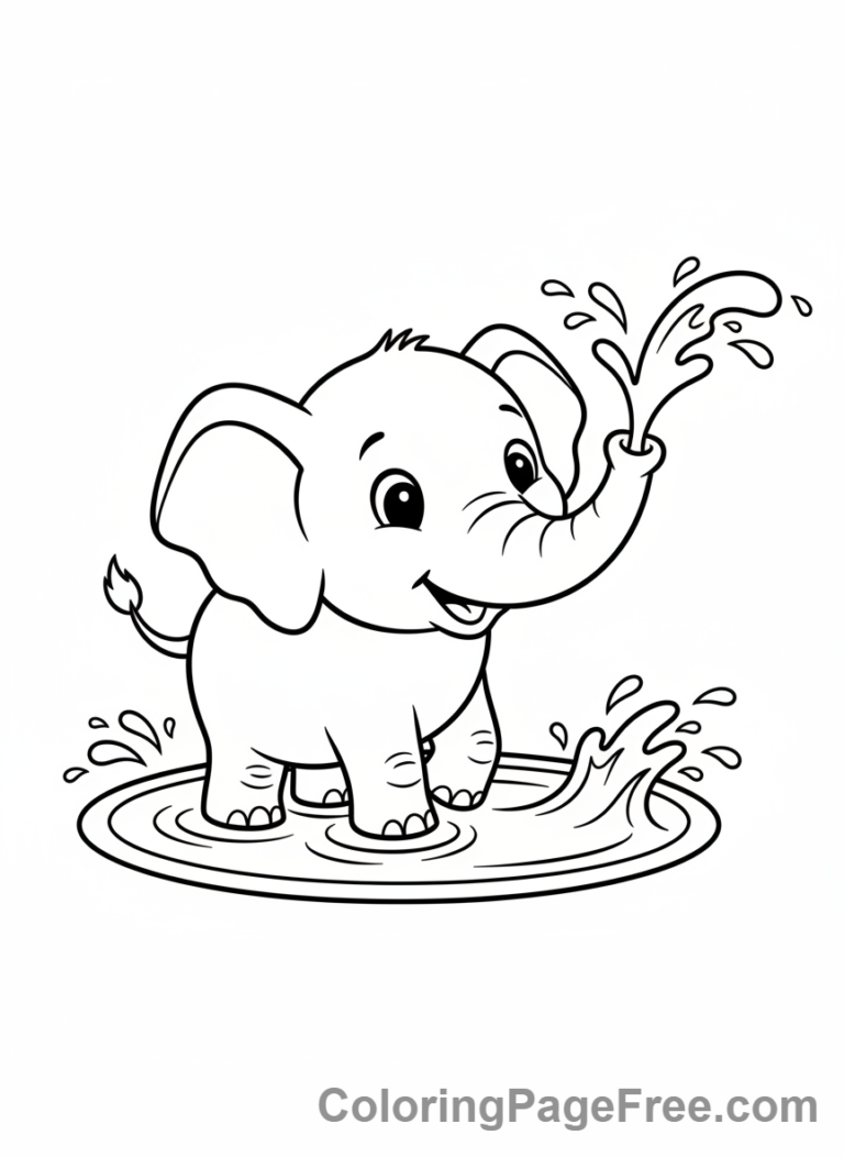 Cute coloring page - Cute Elephant Splash