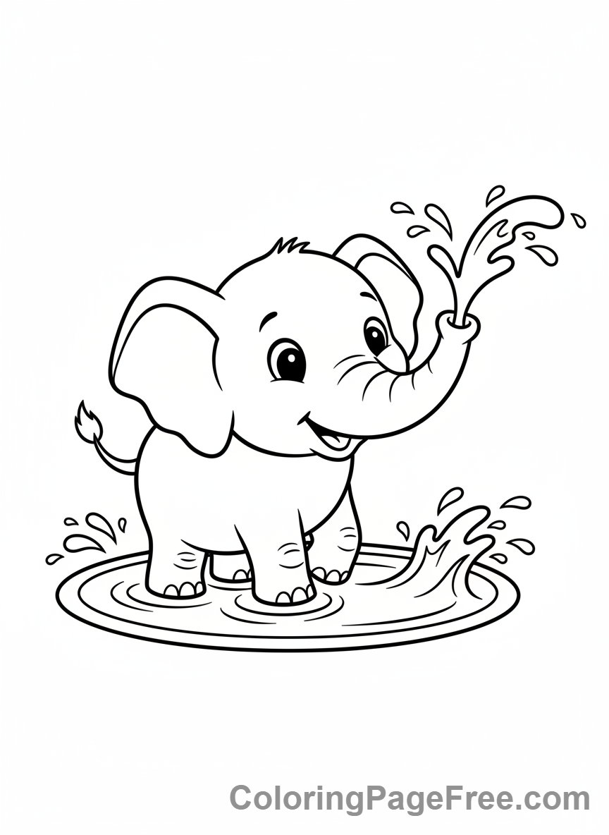 Cute coloring page - Cute Elephant Splash