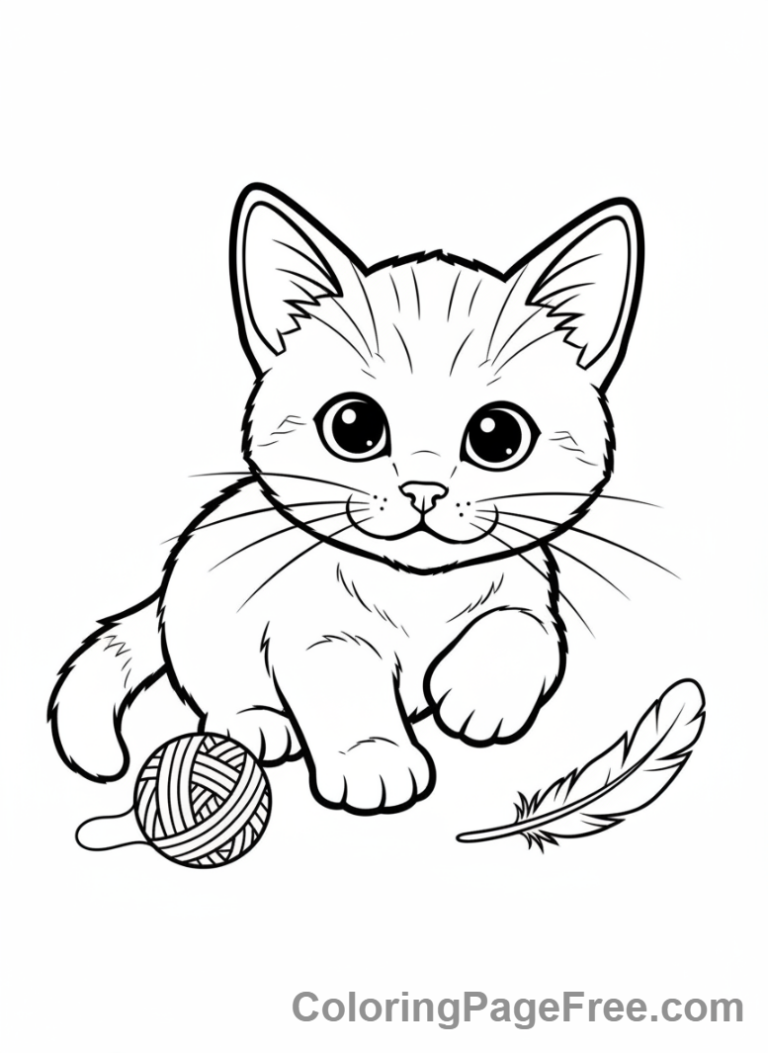 Cute coloring page - Cute Kitten Playful