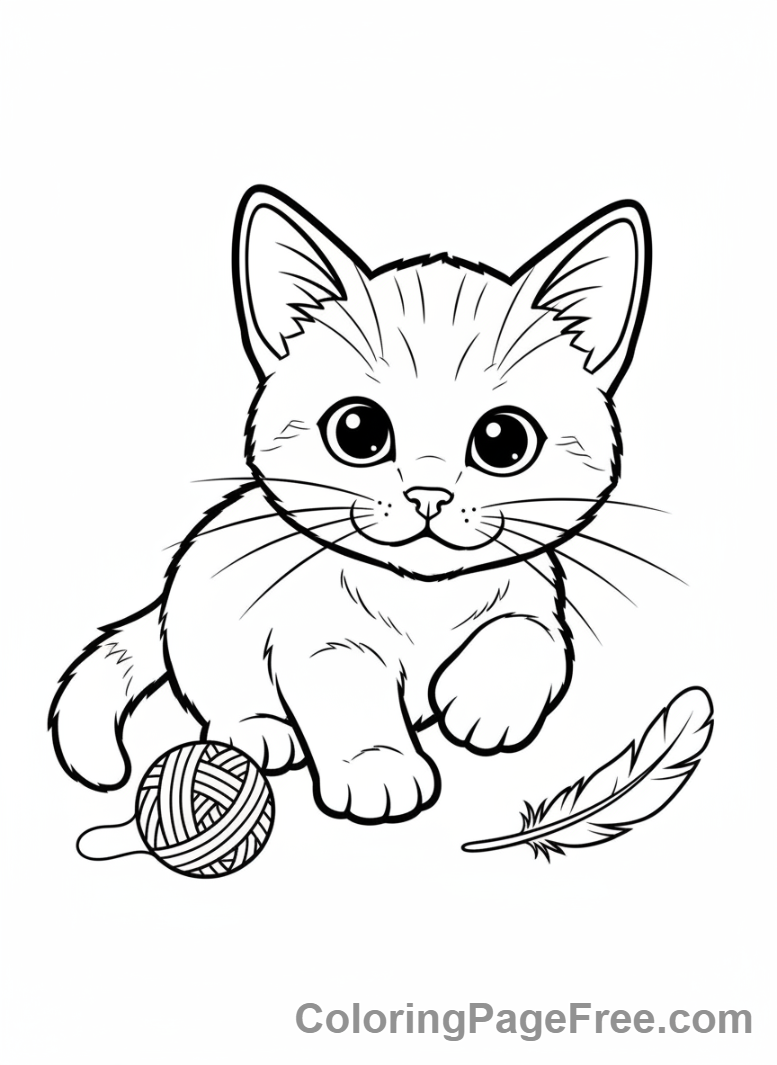 Cute coloring page - Cute Kitten Playful
