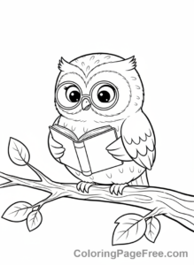 Cute coloring page - Cute Owl Reading