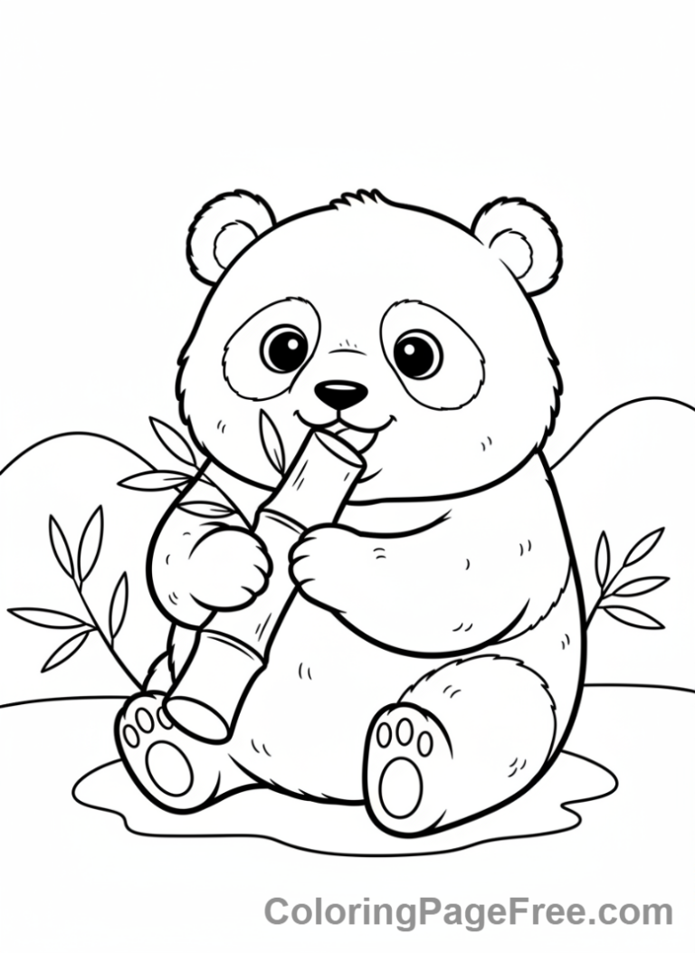 Cute coloring page - Cute Panda Eating