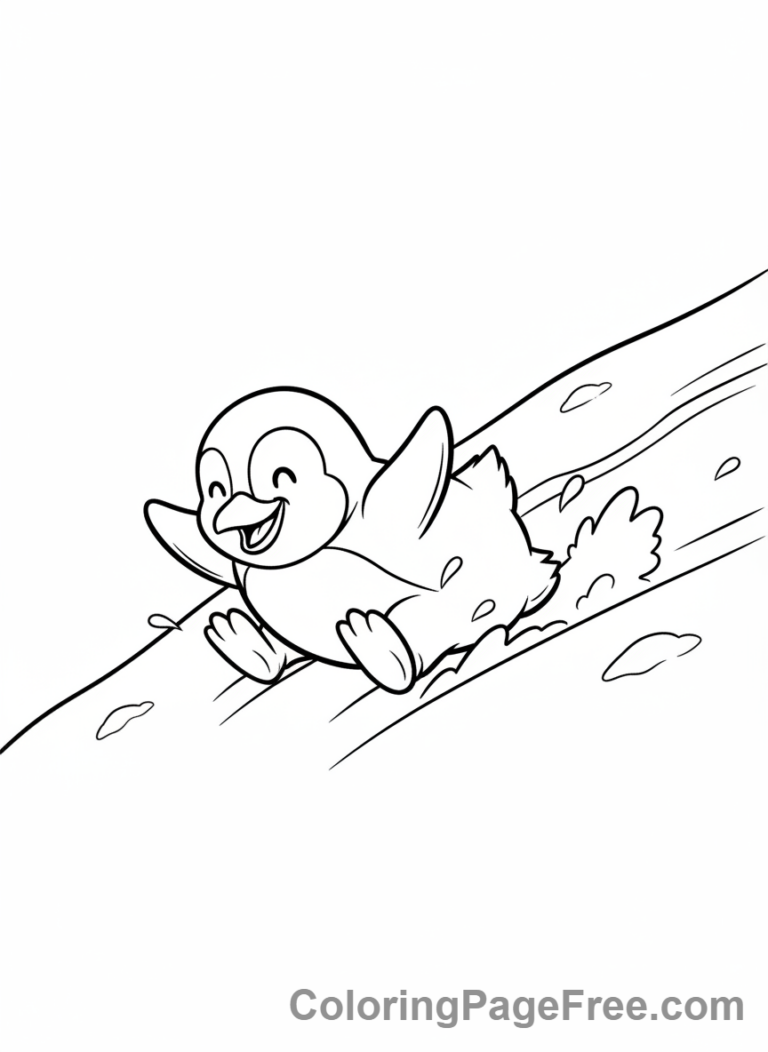 Cute coloring page - Cute Penguin Sledding