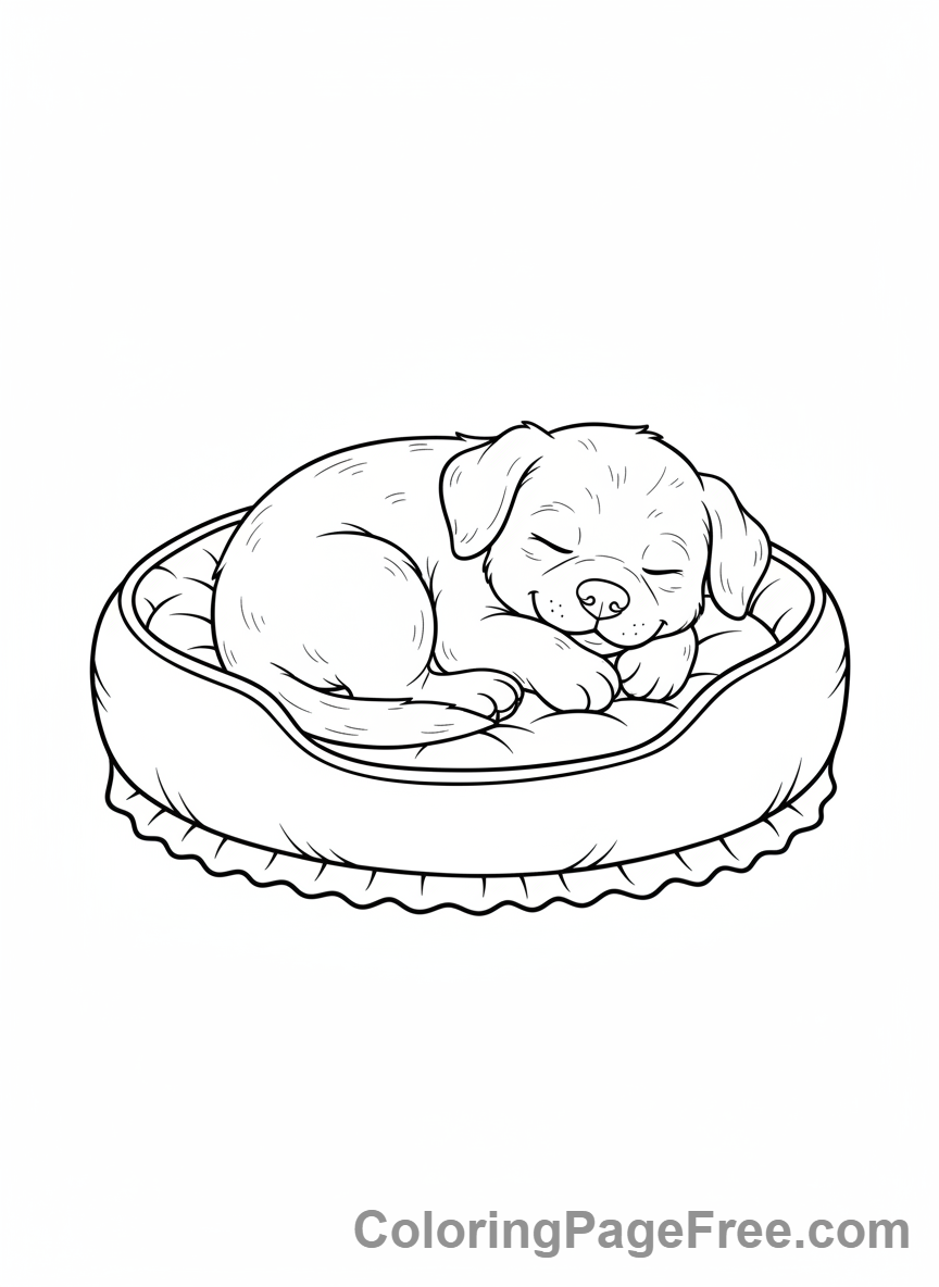 Cute coloring page - Cute Puppy Sleeping