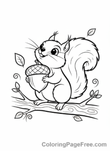 Cute coloring page - Cute Squirrel Acorn