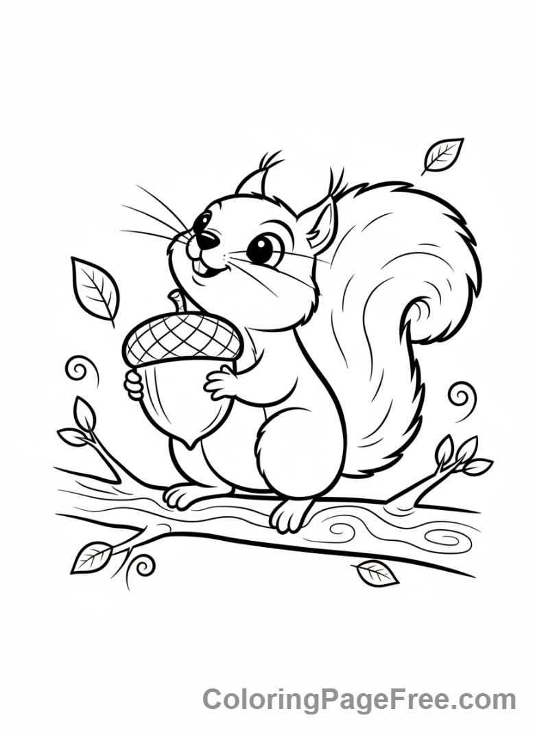 Cute coloring page - Cute Squirrel Acorn