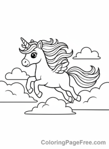 Cute coloring page - Cute Unicorn Flying