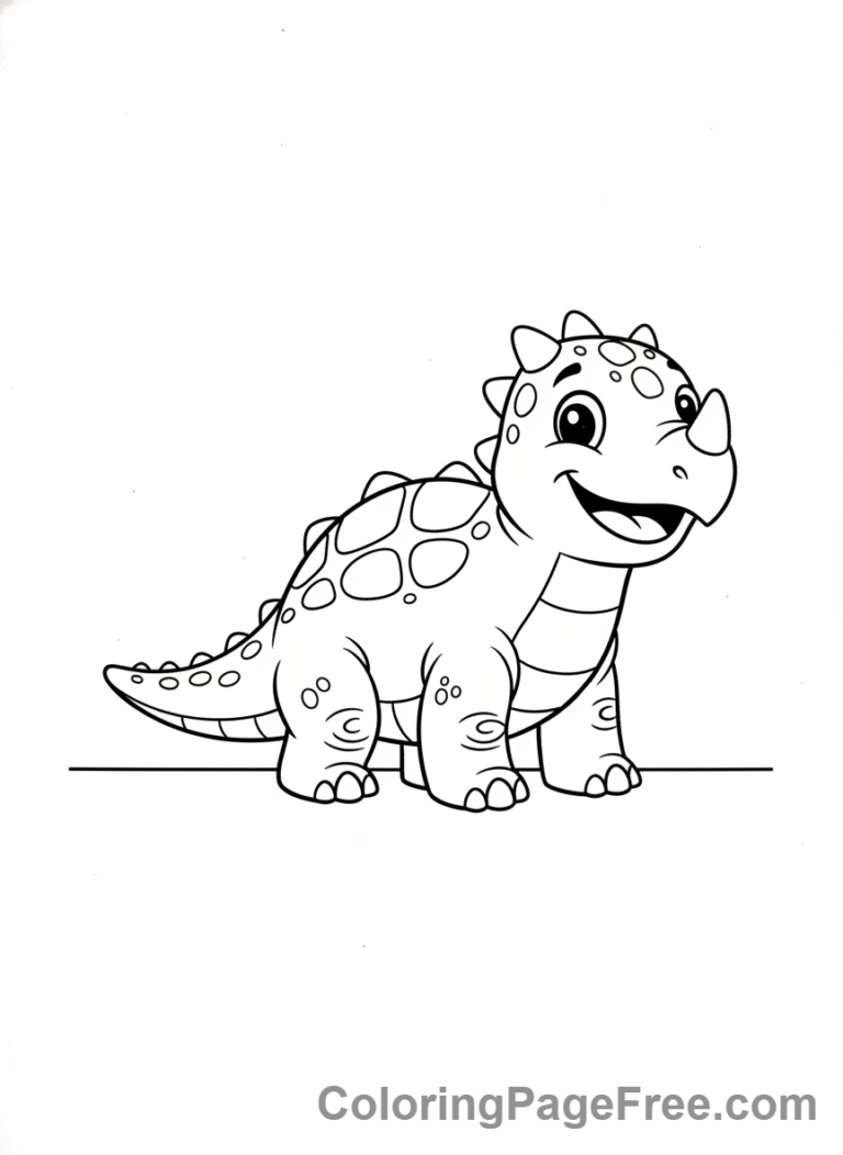 Cute Dinosaurs coloring page - Ankylosaurus happy pose