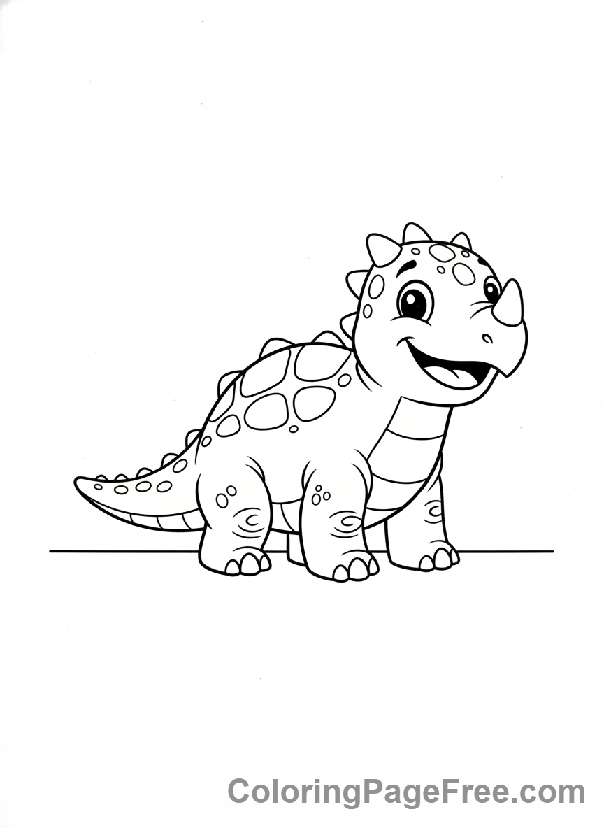 Cute Dinosaurs coloring page - Ankylosaurus happy pose
