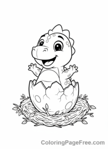 Cute Dinosaurs coloring page - Baby dino hatching egg