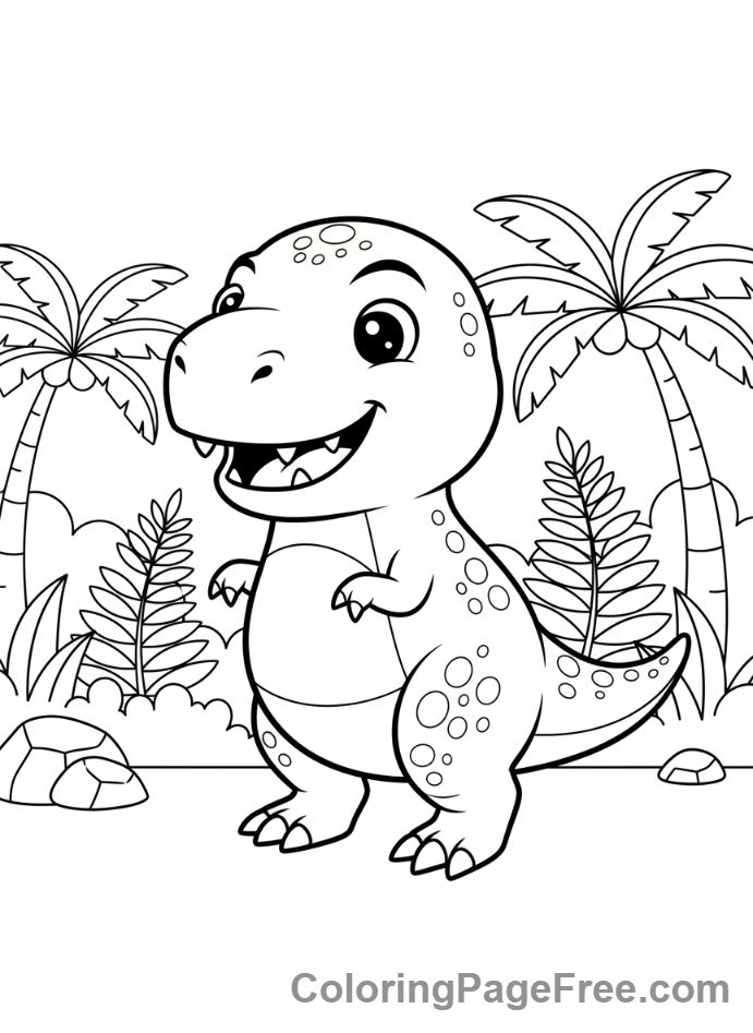 Cute Dinosaurs coloring page - Baby T-Rex standing
