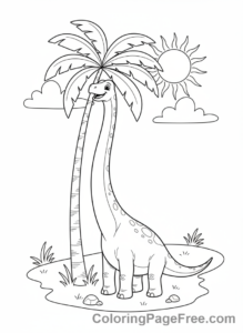 Cute Dinosaurs coloring page - Brachiosaurus eating leaves