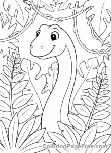 Cute Dinosaurs coloring page - Long neck curious dino