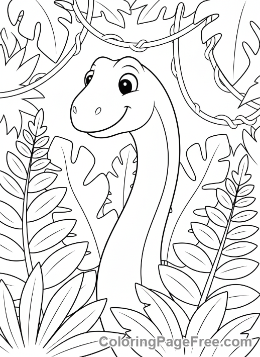 Cute Dinosaurs coloring page - Long neck curious dino
