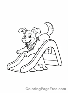 Cute Dogs coloring page - Dog on slide