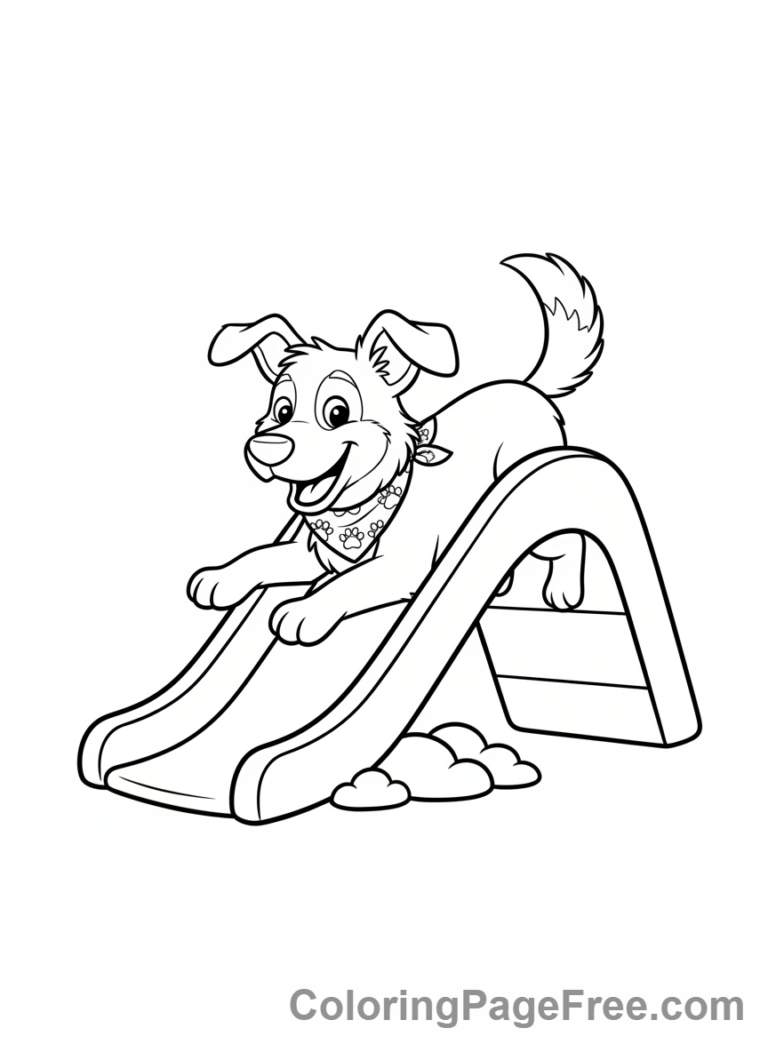 Cute Dogs coloring page - Dog on slide