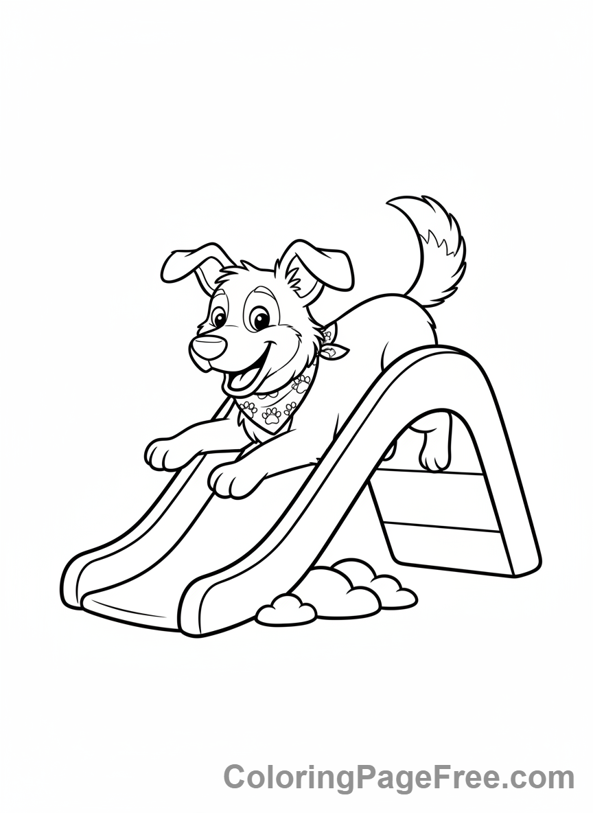 Cute Dogs coloring page - Dog on slide