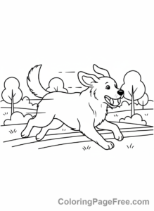 Cute Dogs coloring page - Dog playing fetch