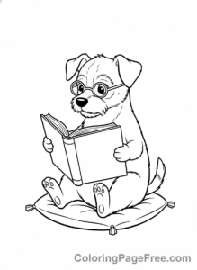 Cute Dogs coloring page - Dog reading book