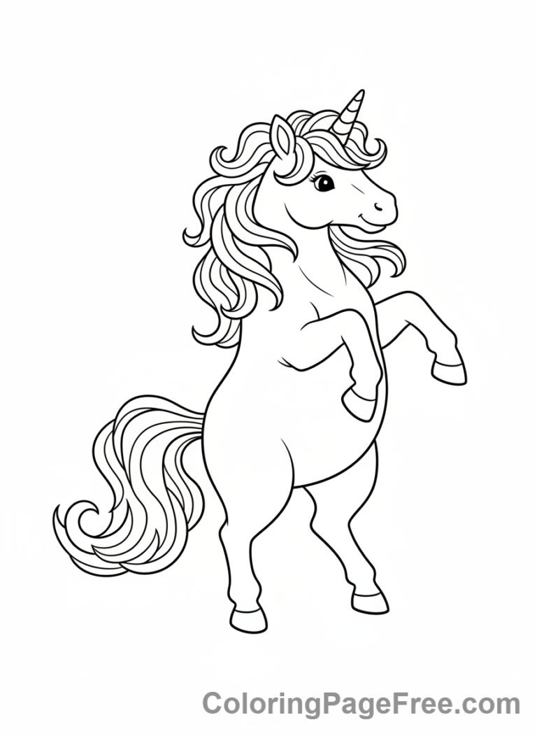 Cute Unicorns coloring page - Unicorn dancing gracefully
