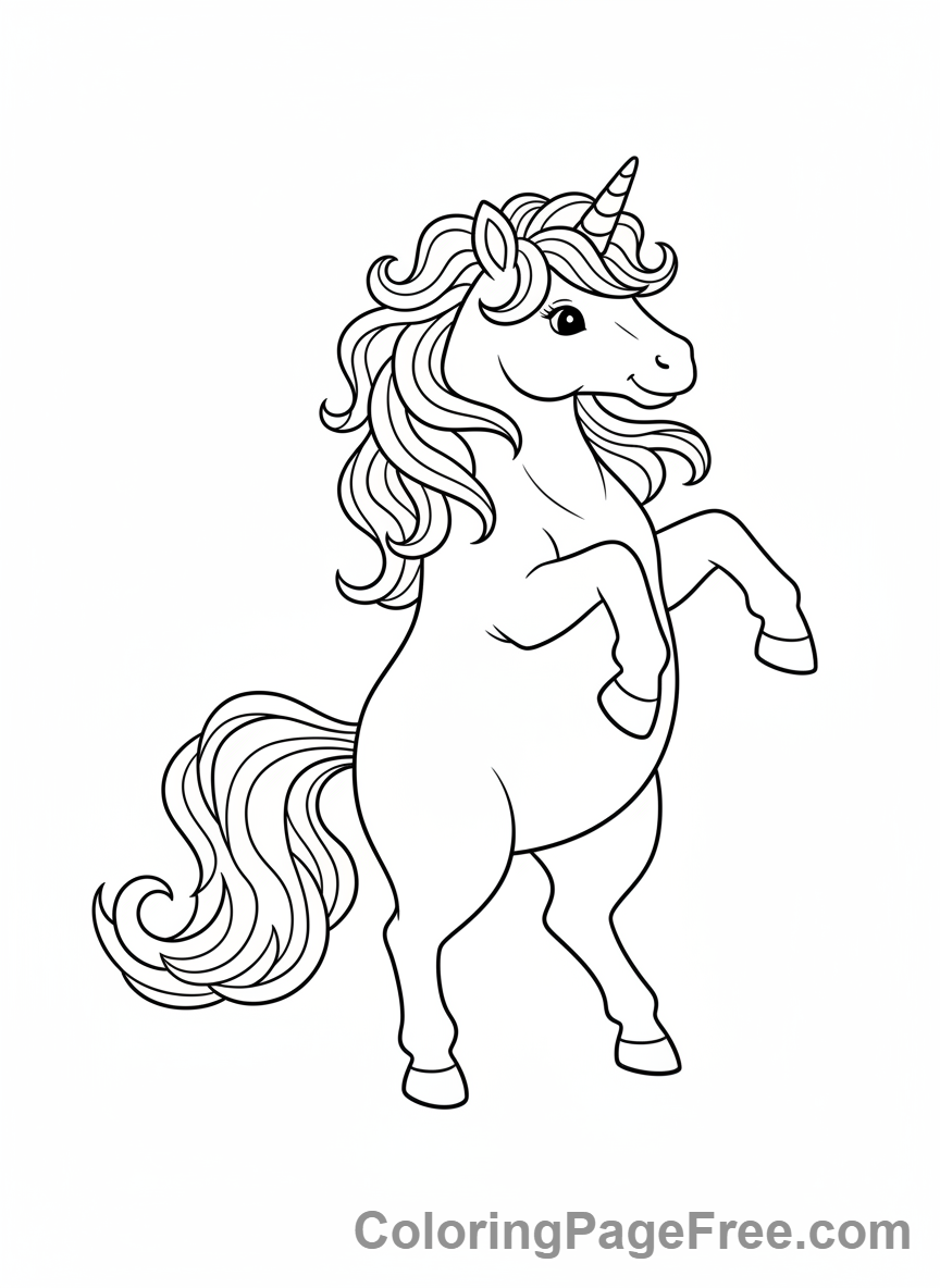 Cute Unicorns coloring page - Unicorn dancing gracefully