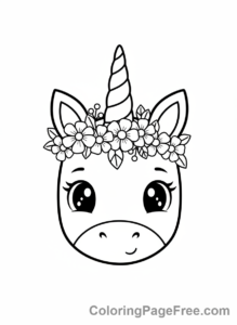 Cute Unicorns coloring page - Unicorn face flowers
