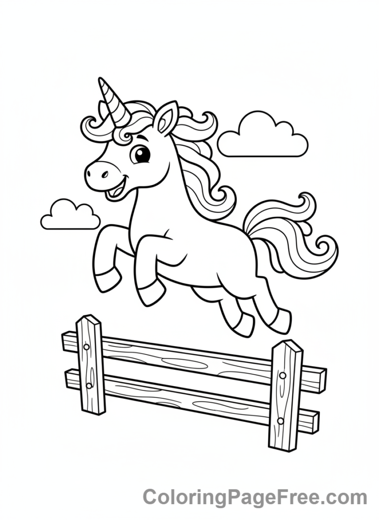 Cute Unicorns coloring page - Unicorn jumping playful