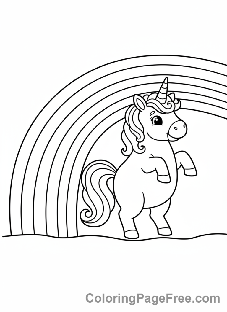Cute Unicorns coloring page - Unicorn rainbow arch