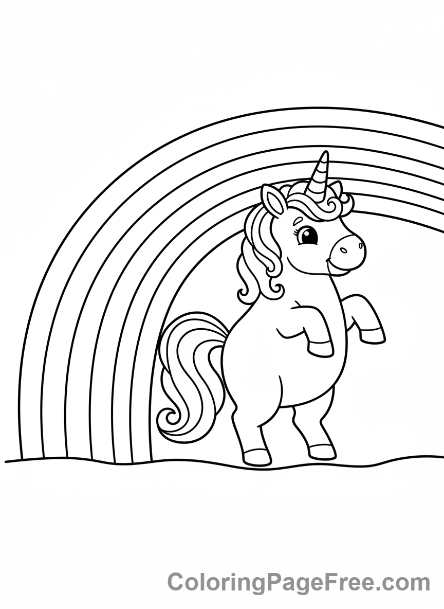Cute Unicorns coloring page - Unicorn rainbow arch