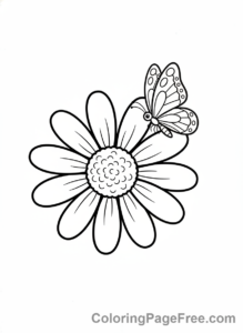 Daisy coloring page - Daisy butterfly landing